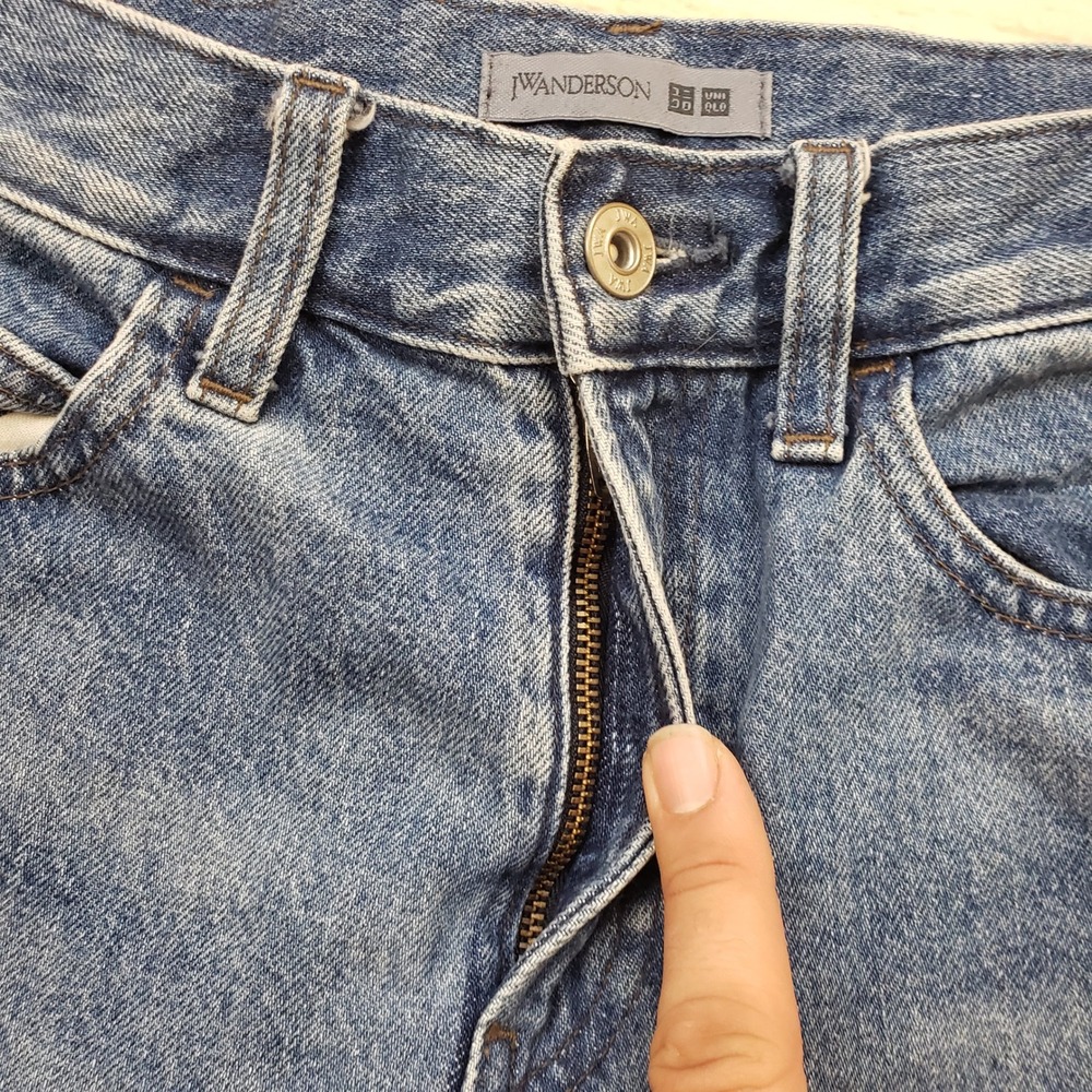 JW Anderson Uniqlo Jeans Womens 26x31 Wide Straight Leg Jeans Blue Denim - Picture 4 of 12